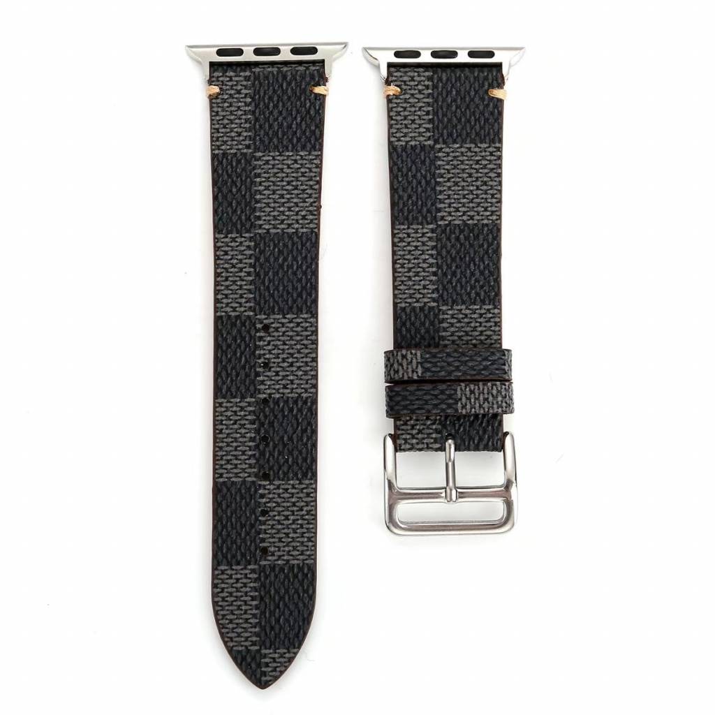 Apple Watch Leather Grid Strap - Black