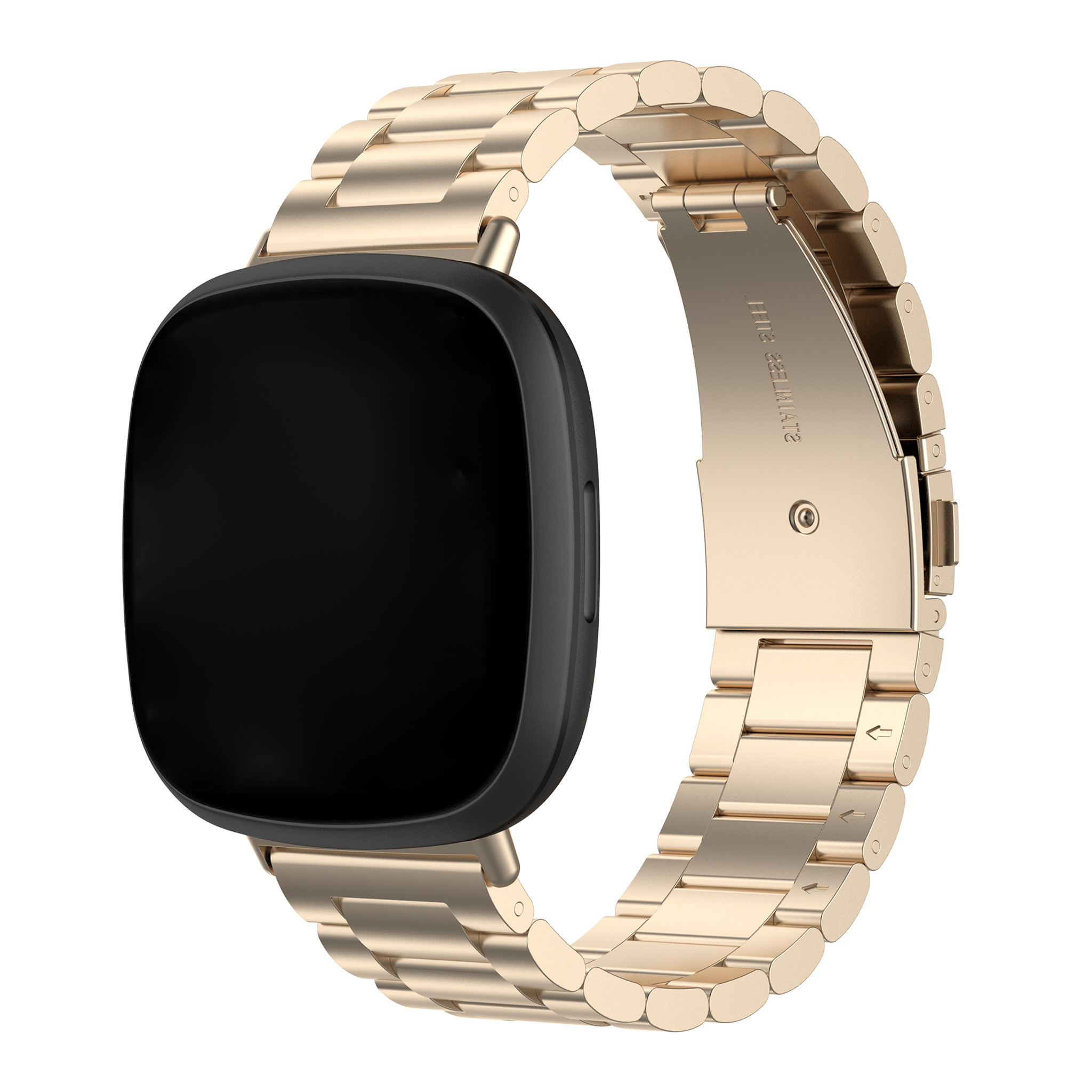 Fitbit Versa 3 / Sense Beads Steel Link Strap - Pink Red