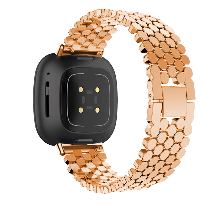 Fitbit Versa 3 / Sense Vis Steel Link Strap - Rose Gold