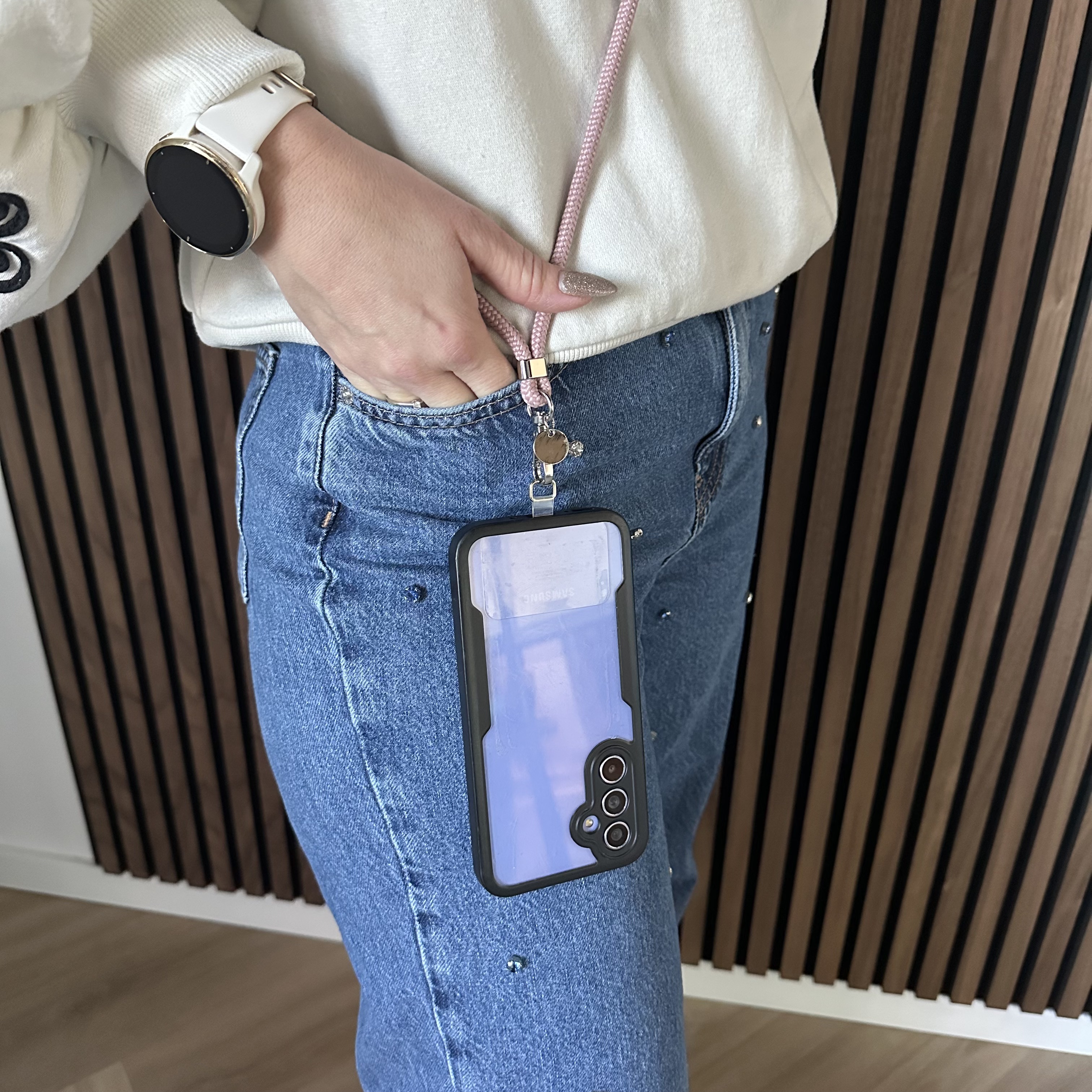 Cell phone chains Longa - pink - silver