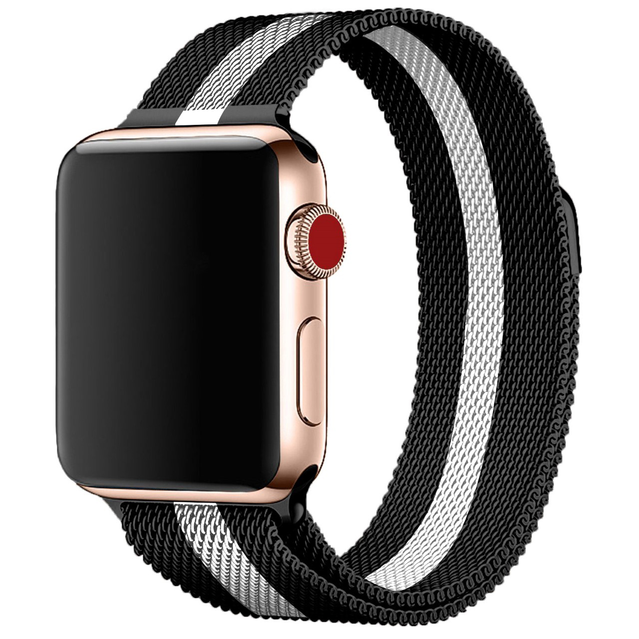 Apple Watch Milanese Strap - Black And White Striped