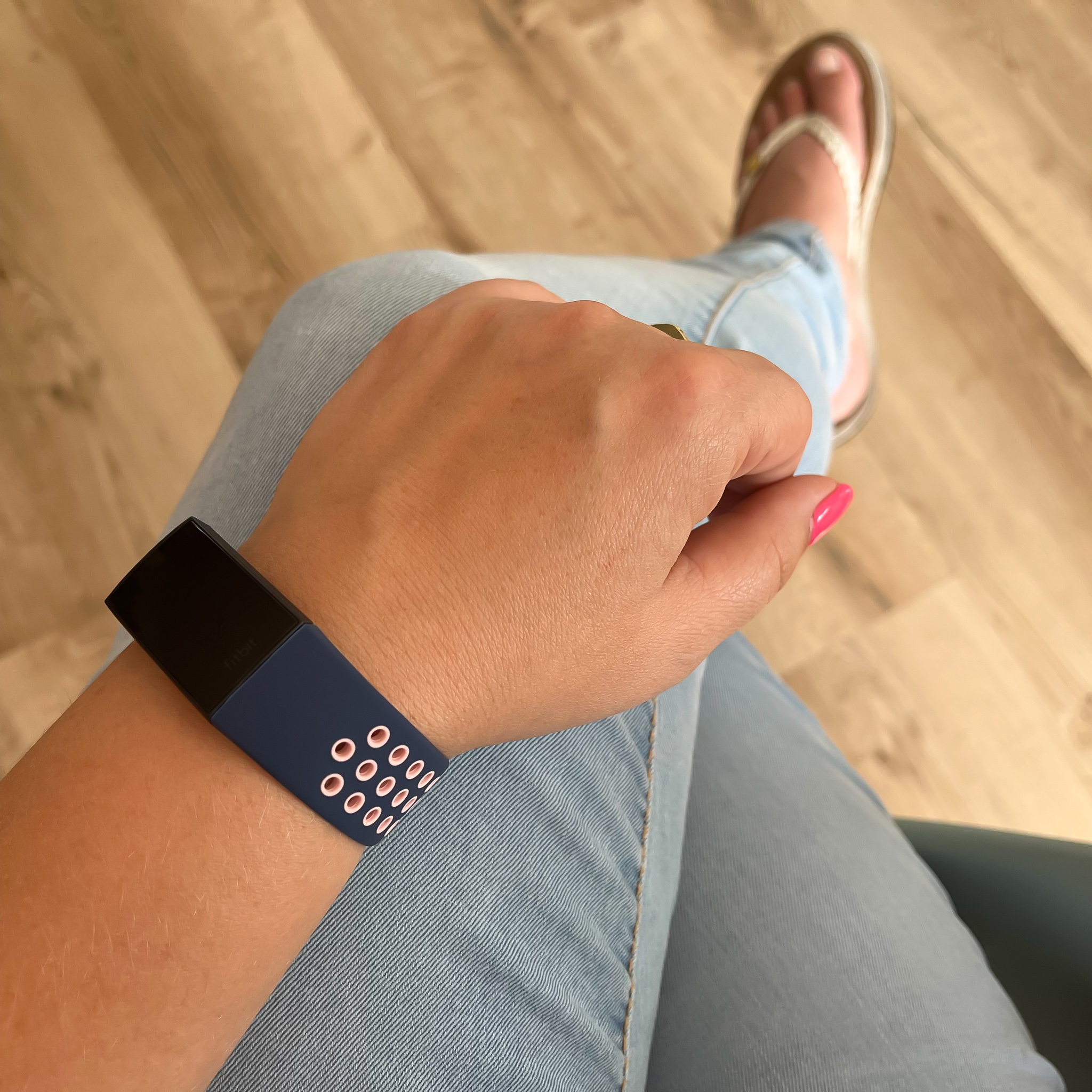 Fitbit Charge 3 &Amp; 4 Double Sport Strap - Dark Blue Pink