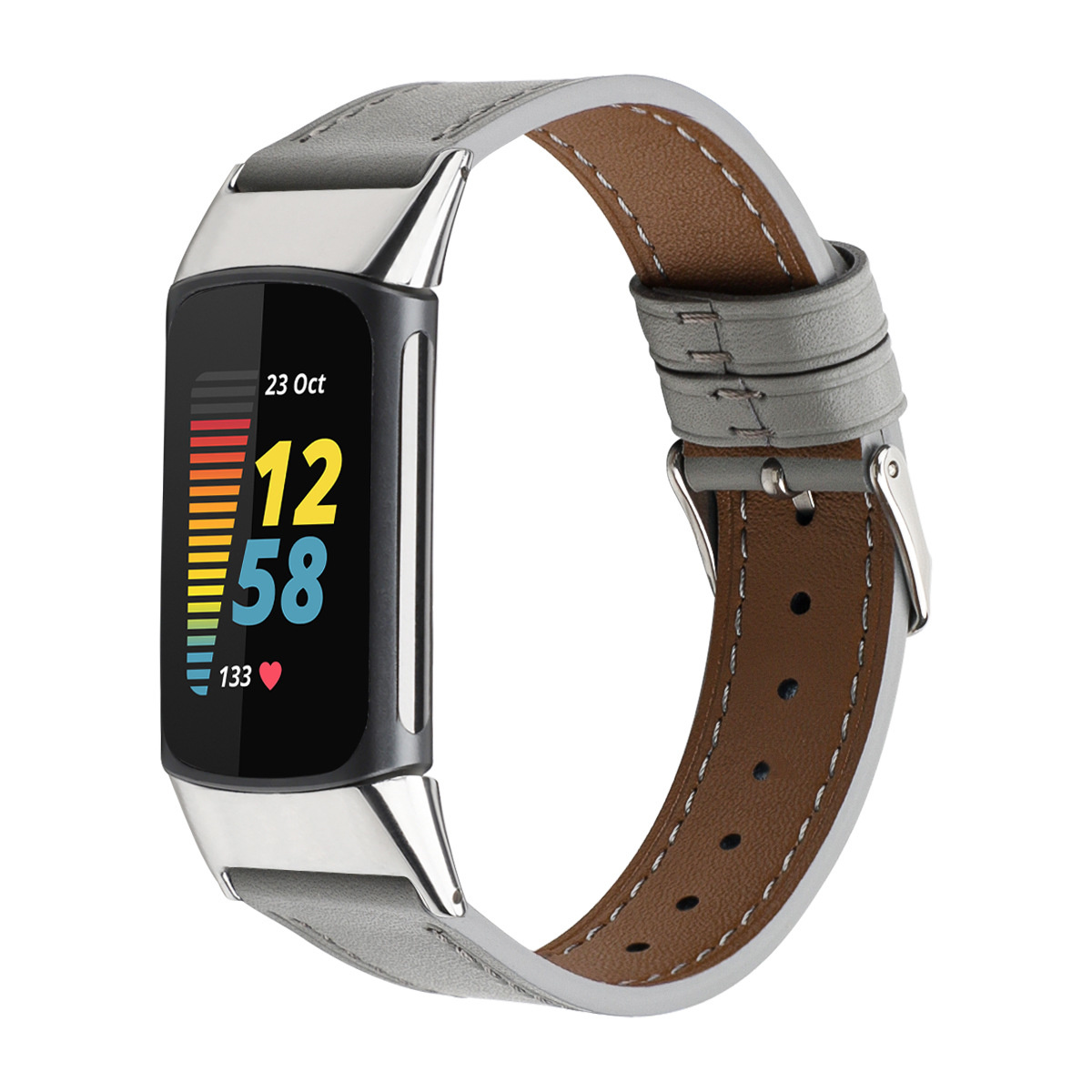 Fitbit Charge 5 Leather Strap - Grey