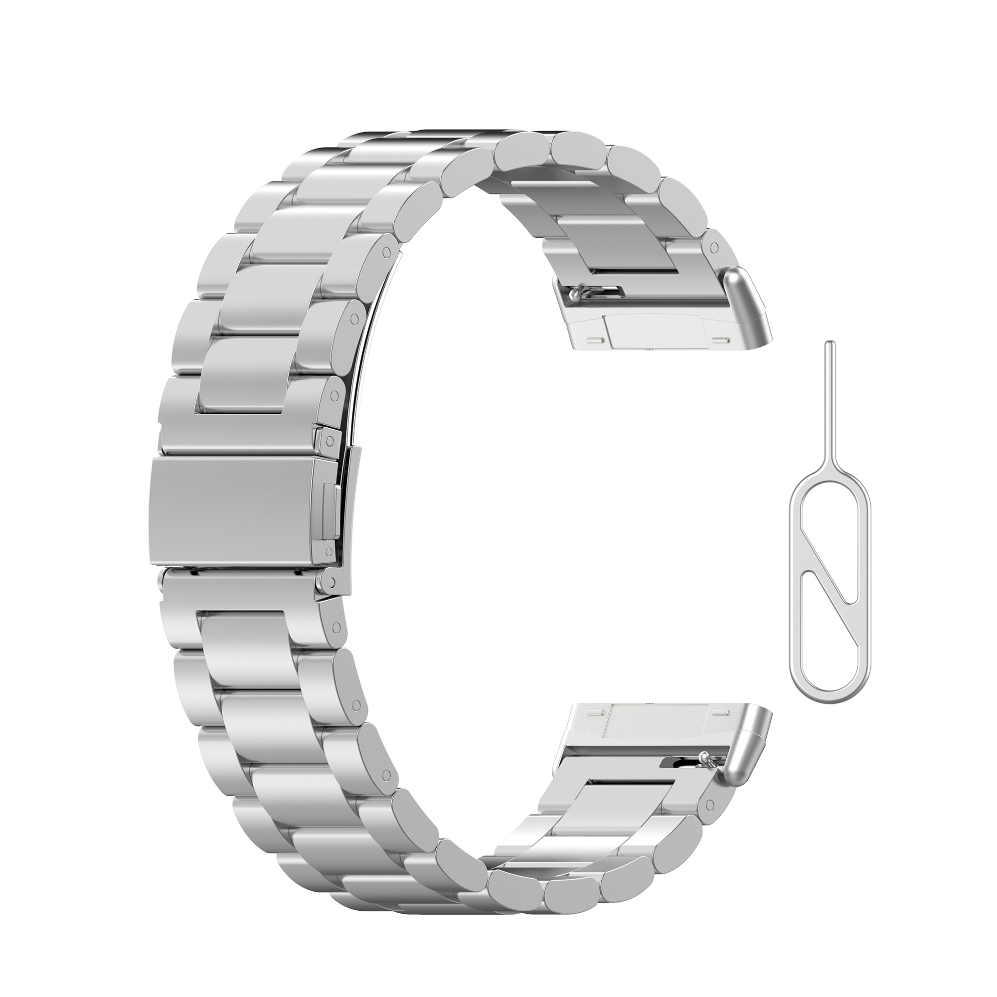 Fitbit Versa 3 / Sense Beads Steel Link Strap - Silver