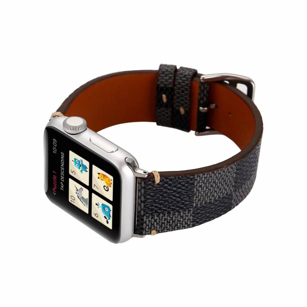 Apple Watch Leather Grid Strap - Black