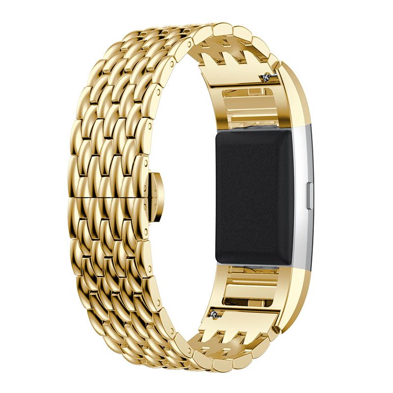Fitbit Charge 3 &Amp; 4 Dragon Steel Link Strap - Gold
