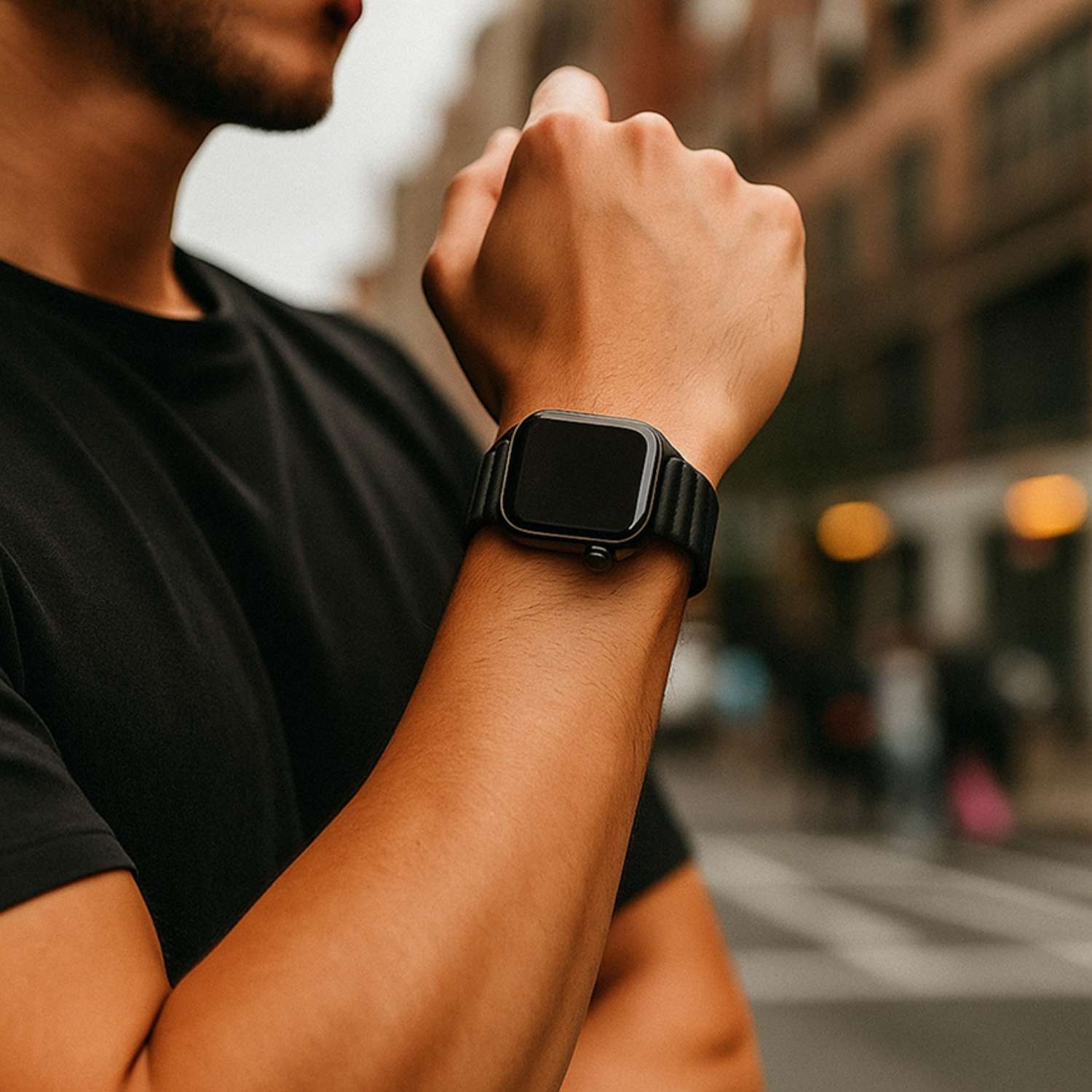 Apple Watch Leather Solo Strap - Black