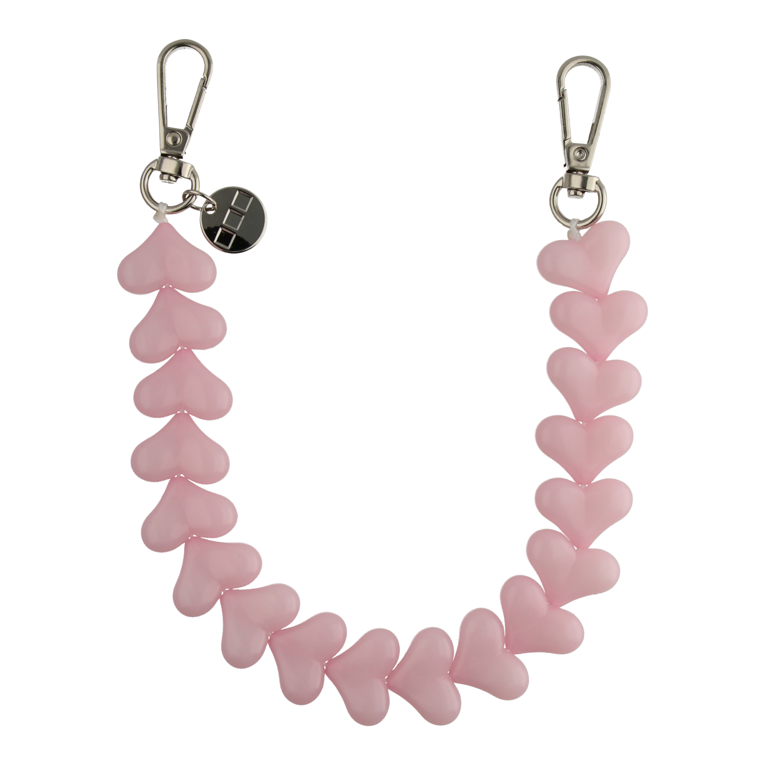 Cell phone chains Heart - plain pink - silver