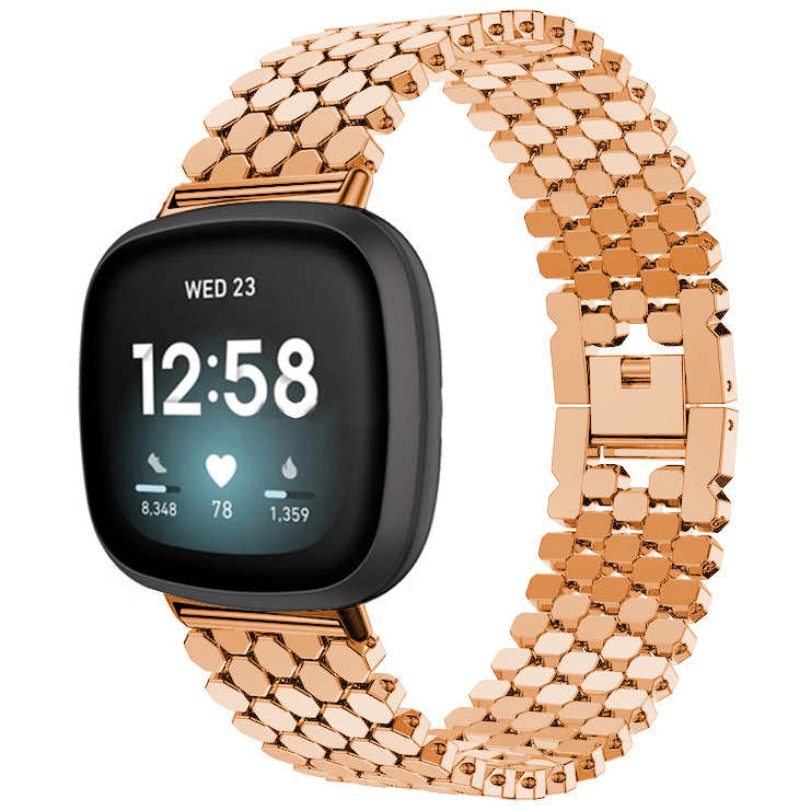 Fitbit Versa 3 / Sense Vis Steel Link Strap - Rose Gold