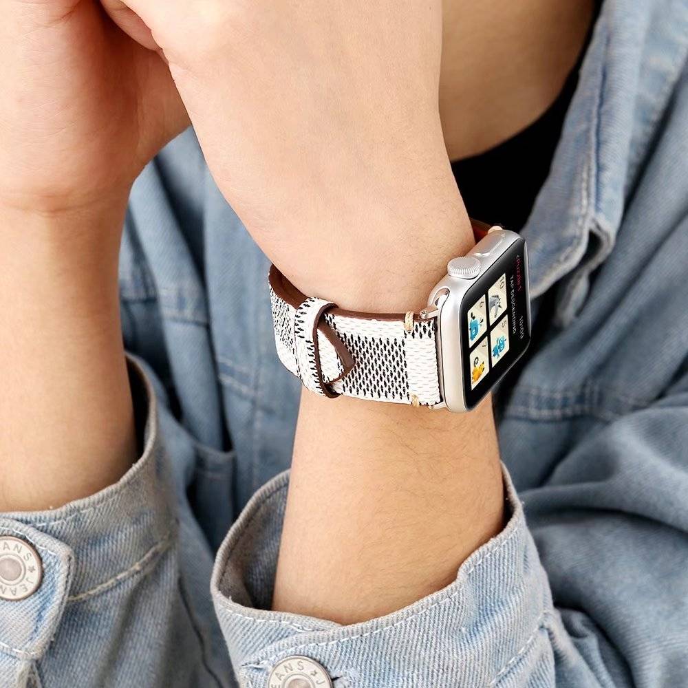 Apple Watch Leather Grid Strap - White