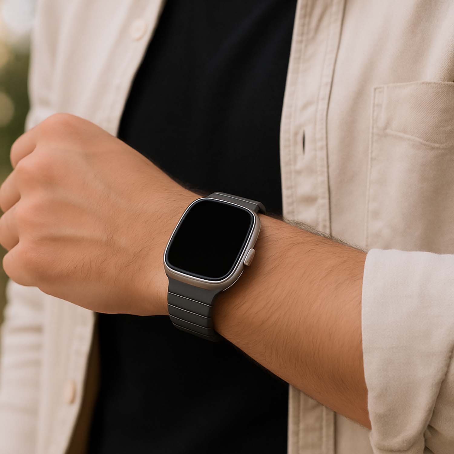 Apple Watch strap Vetra - silicone - grey black