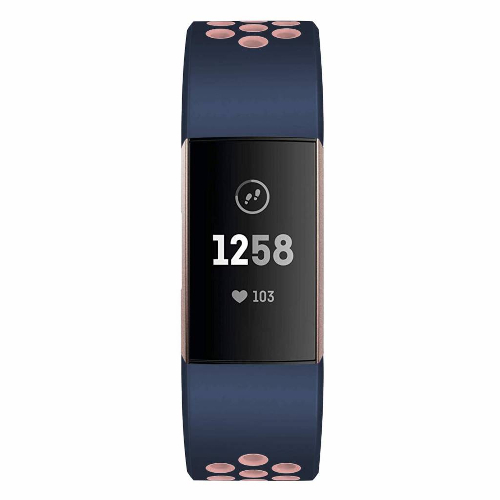 Fitbit Charge 3 &Amp; 4 Double Sport Strap - Dark Blue Pink