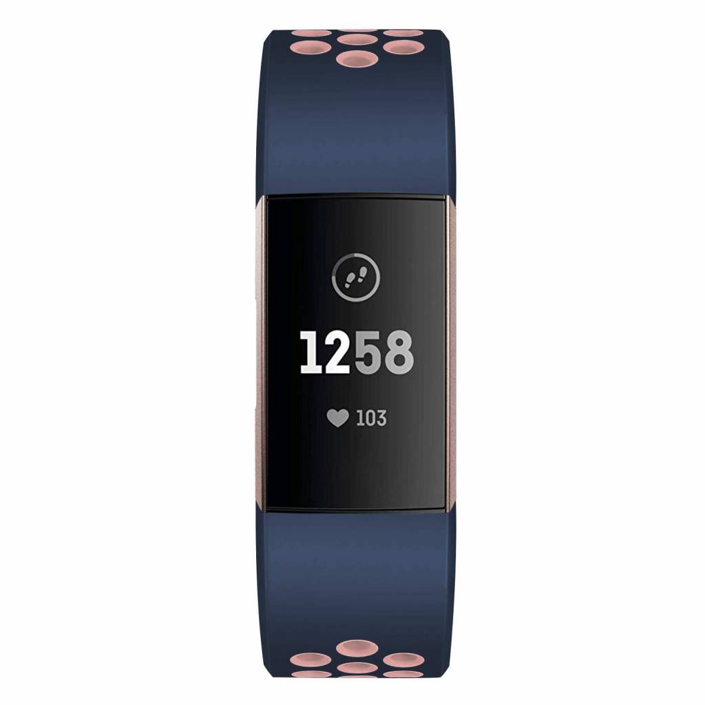 Fitbit Charge 3 &Amp; 4 Double Sport Strap - Dark Blue Pink
