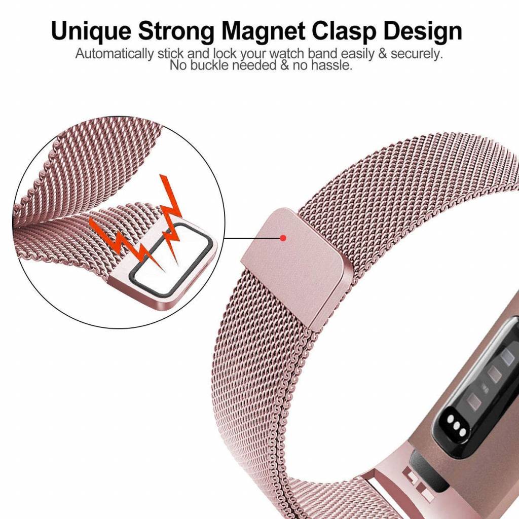 Fitbit Charge 3 &Amp; 4 Milanese Strap - Pink