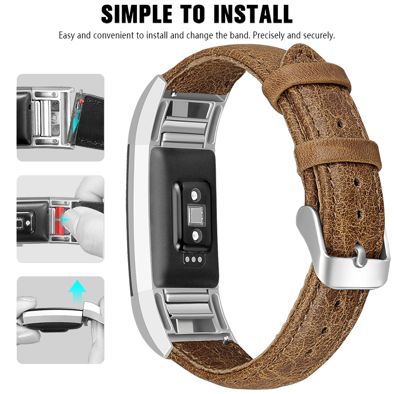 Fitbit Charge 2 Genuine Leather Strap - Light Brown