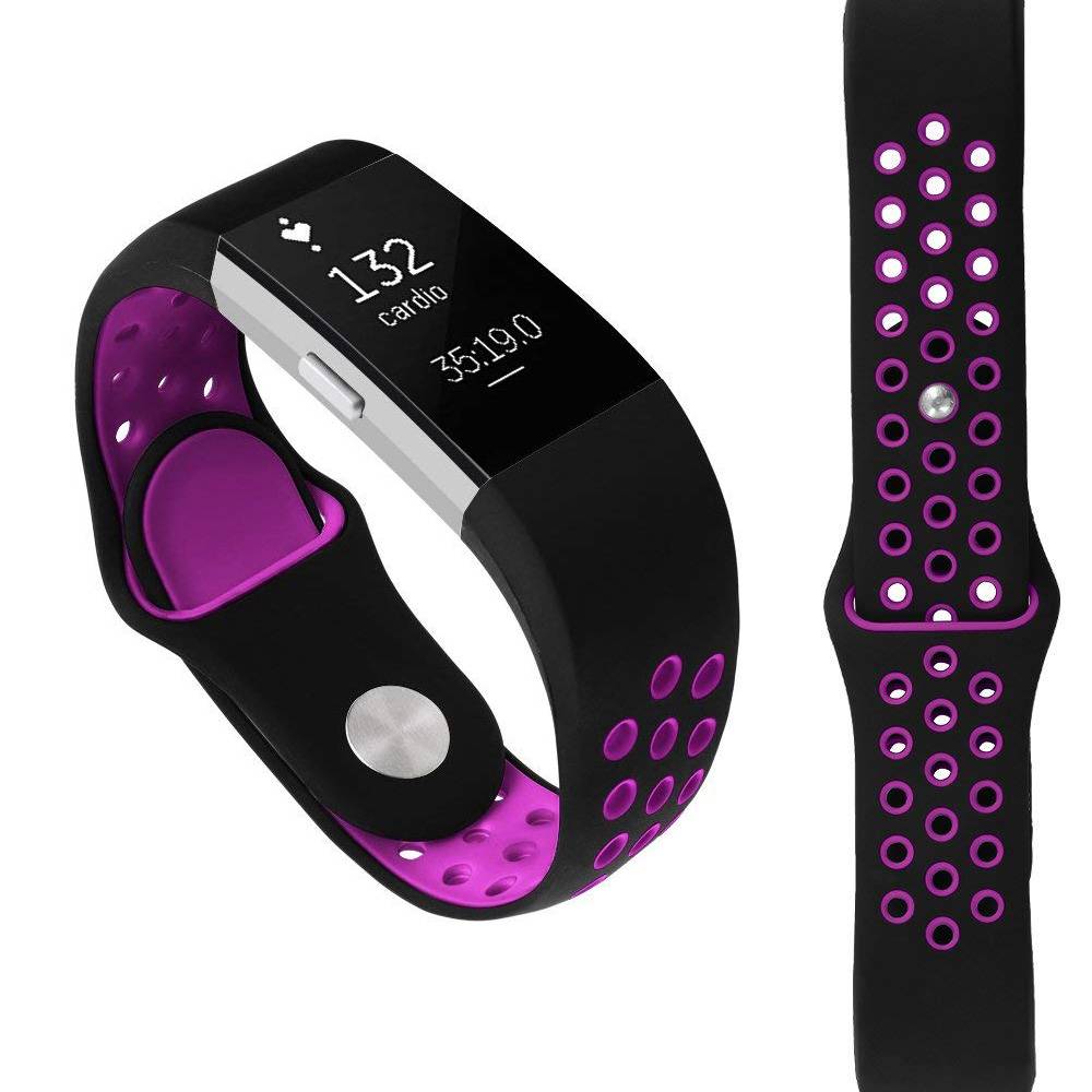 Fitbit Charge 2 Double Sport Strap - Black Purple