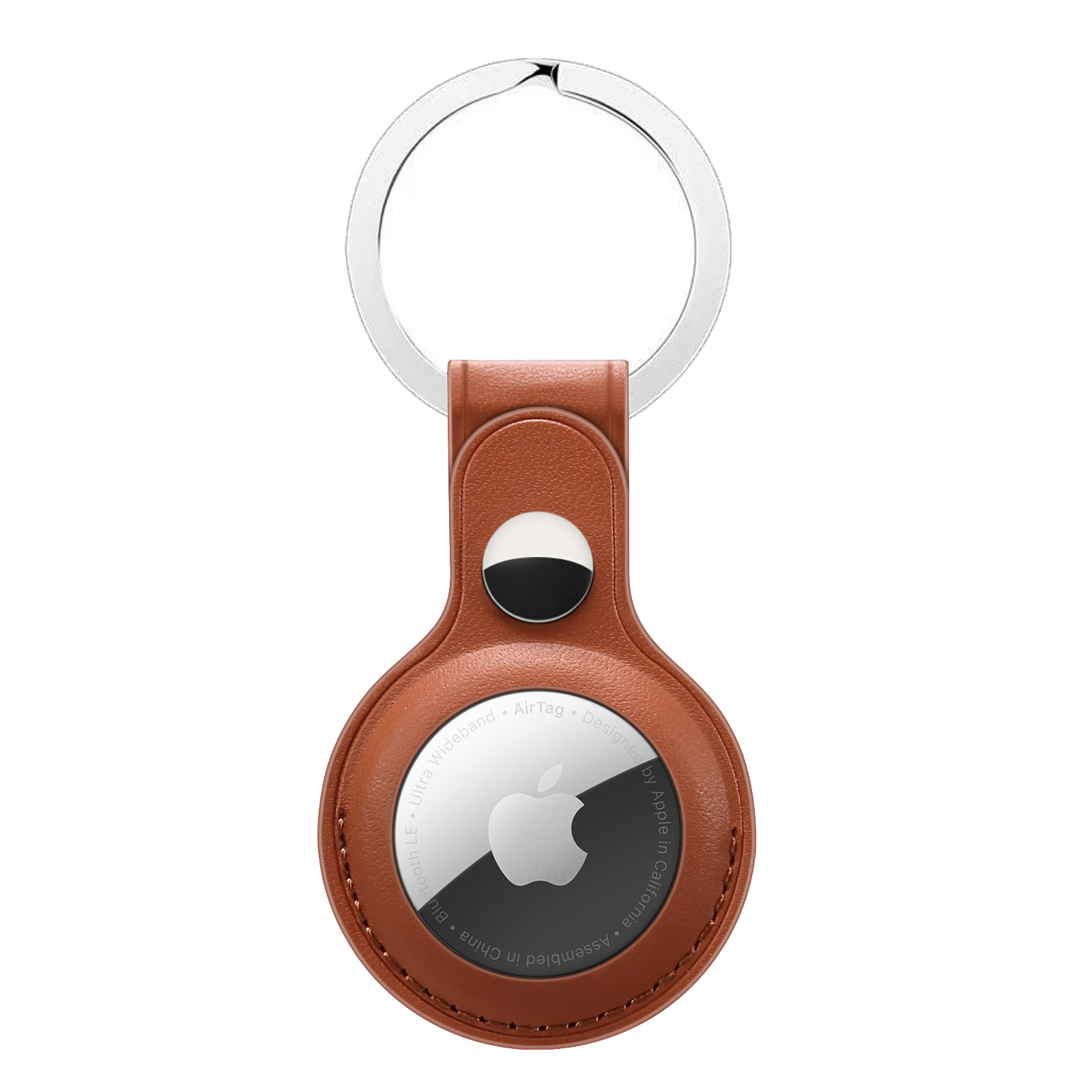 Airtag Leather Key Ring - Brown