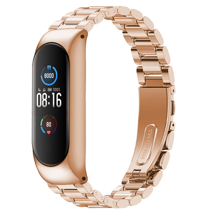 Xiaomi Mi 3/4/5/6 Beads Steel Link Strap - Matt Rose Gold