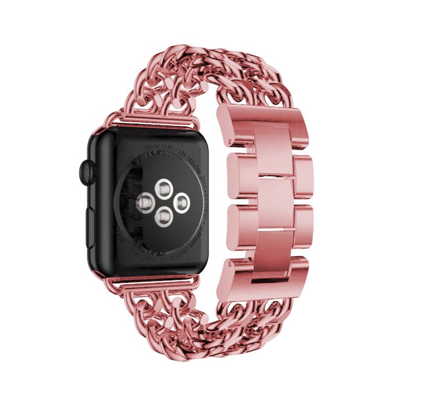 Apple Watch Steel Cowboy Link Strap - Pink Red