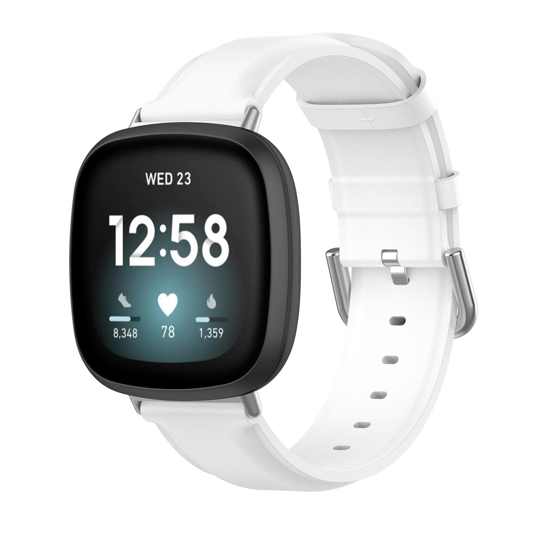 Fitbit Versa 3 / Sense Leather Strap - White