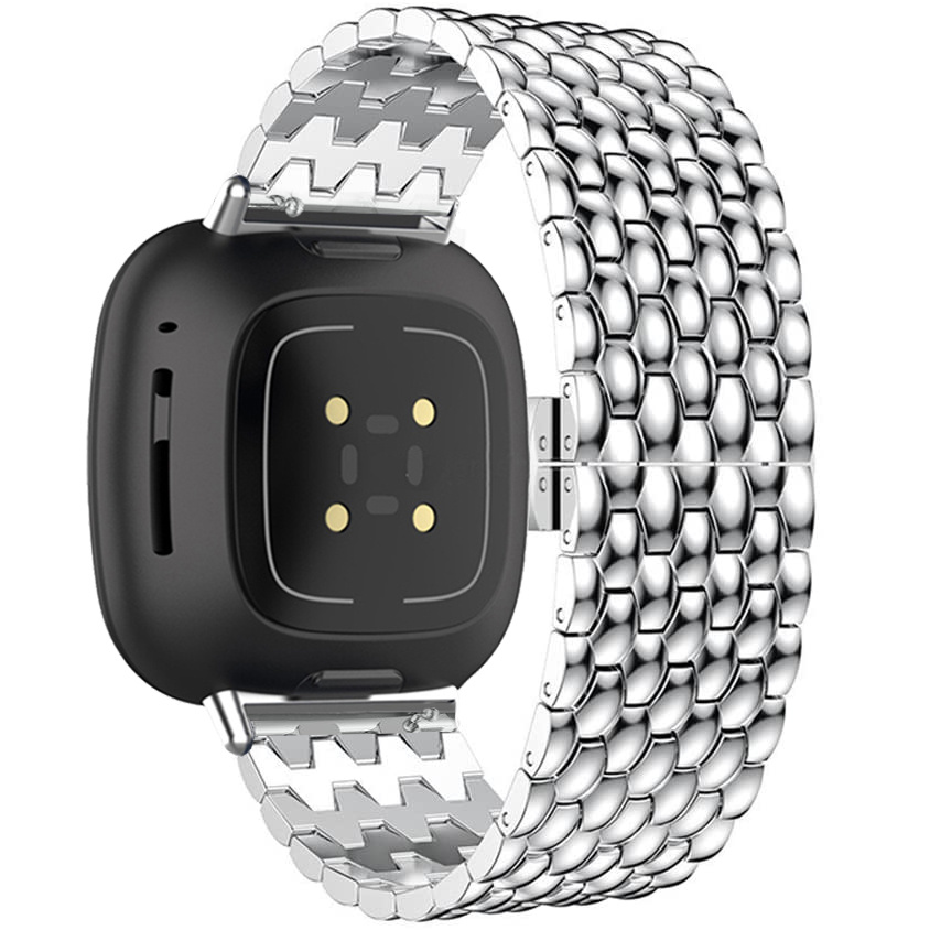 Fitbit Versa 3 / Sense Dragon Steel Link Strap - Silver