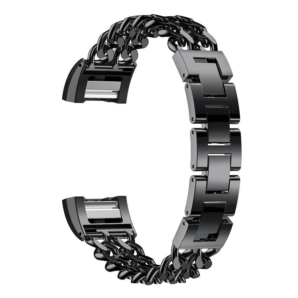 Fitbit Charge 3 &Amp; 4 Cowboy Steel Link Strap - Black