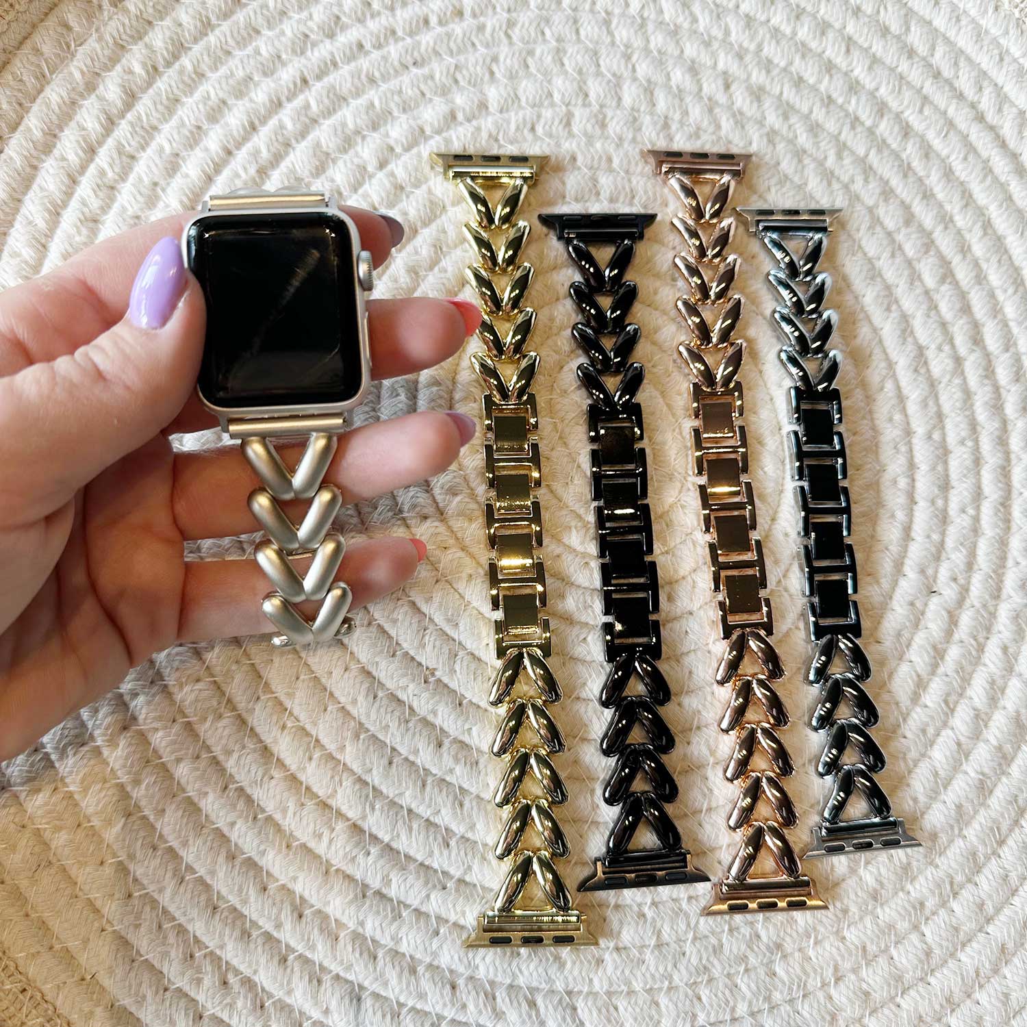 Apple Watch Heart Steel Link Strap - Lisa Silver
