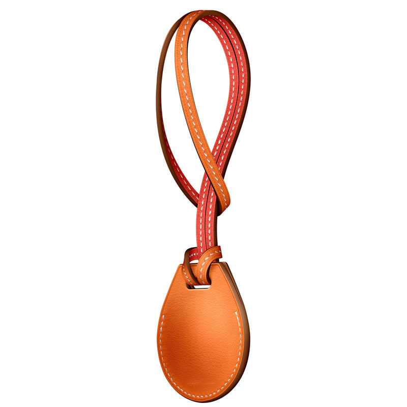 Airtag Leather Loop Key Ring - Orange