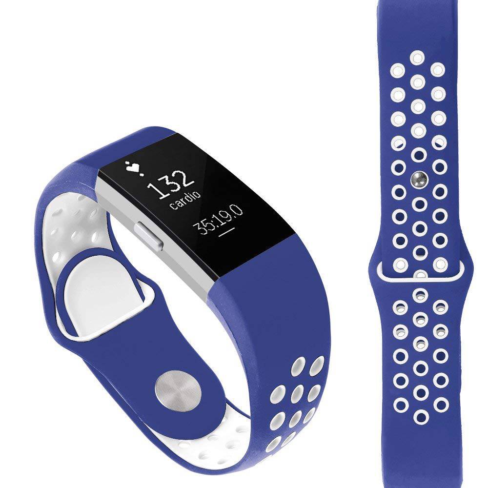 Fitbit Charge 2 Double Sport Strap - Dark Blue White