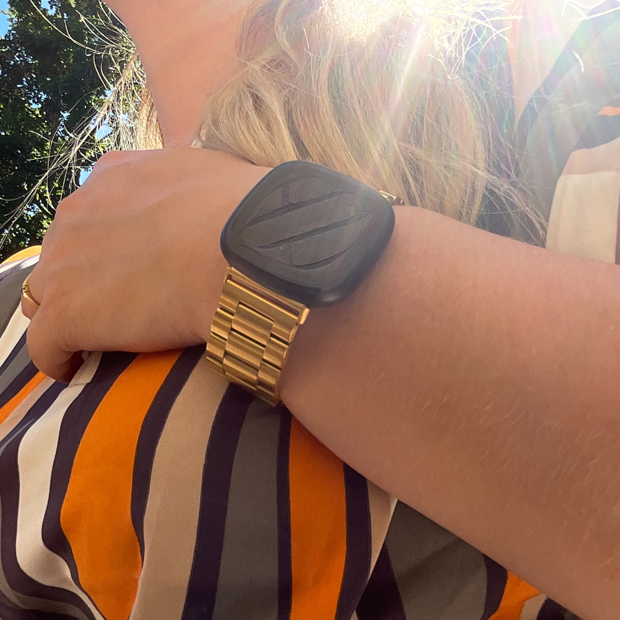Fitbit Versa 3 / Sense Beads Steel Link Strap - Gold