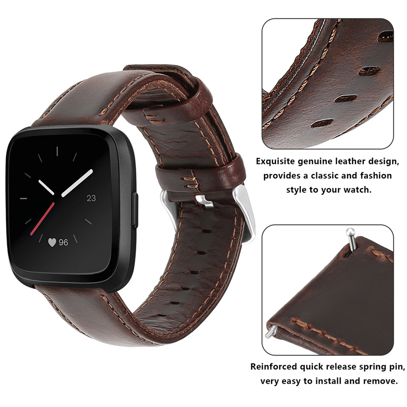 Fitbit Versa Genuine Leather Strap - Dark Brown