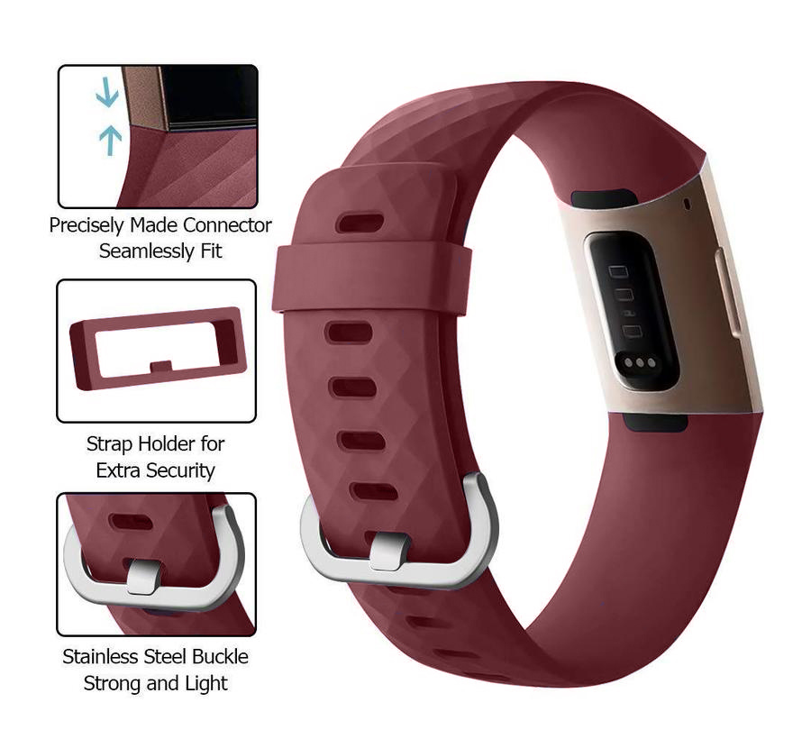 Fitbit Charge 3 &Amp; 4 Sport Waffle Strap - Wine Red Fitbit Charge 3 &Amp; 4 Sport Waffle Strap - Wine Red