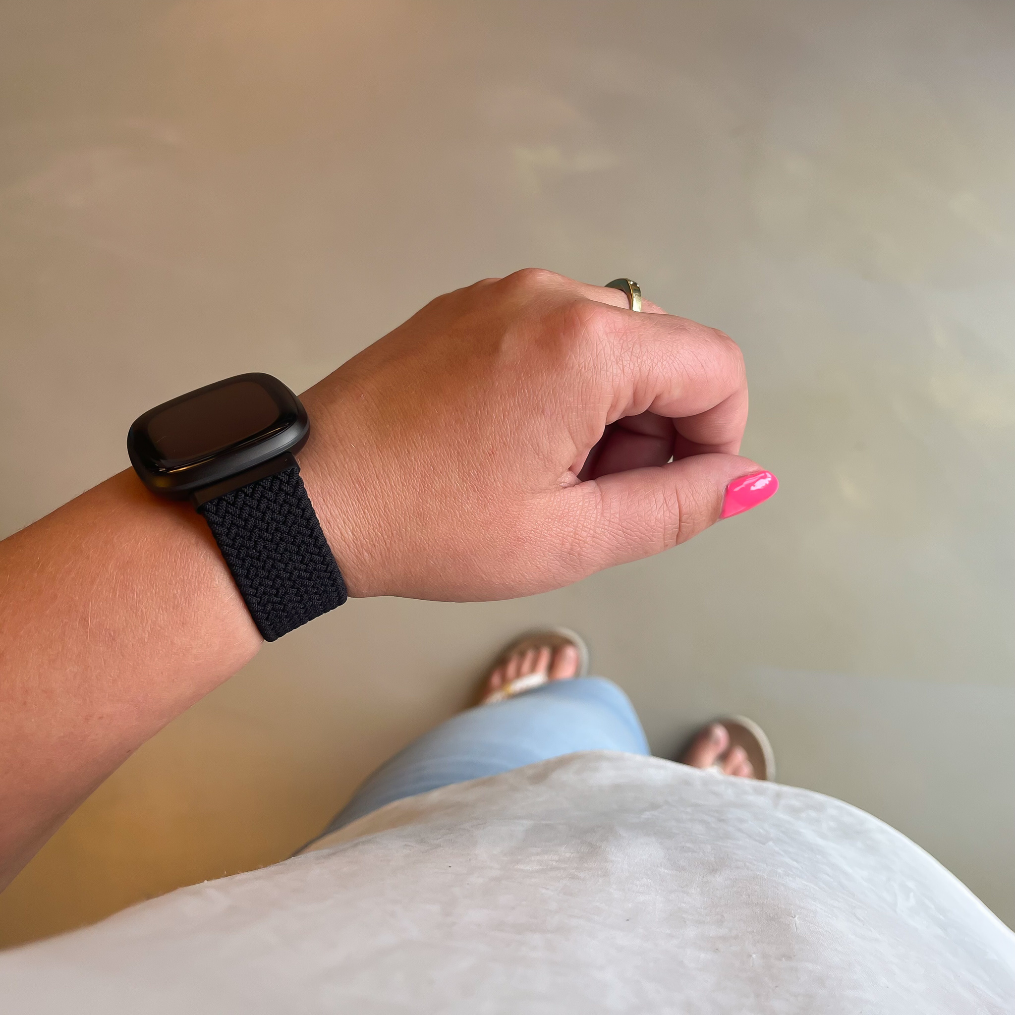 Fitbit Versa 3 / Sense Nylon Braided Solo Strap - Black