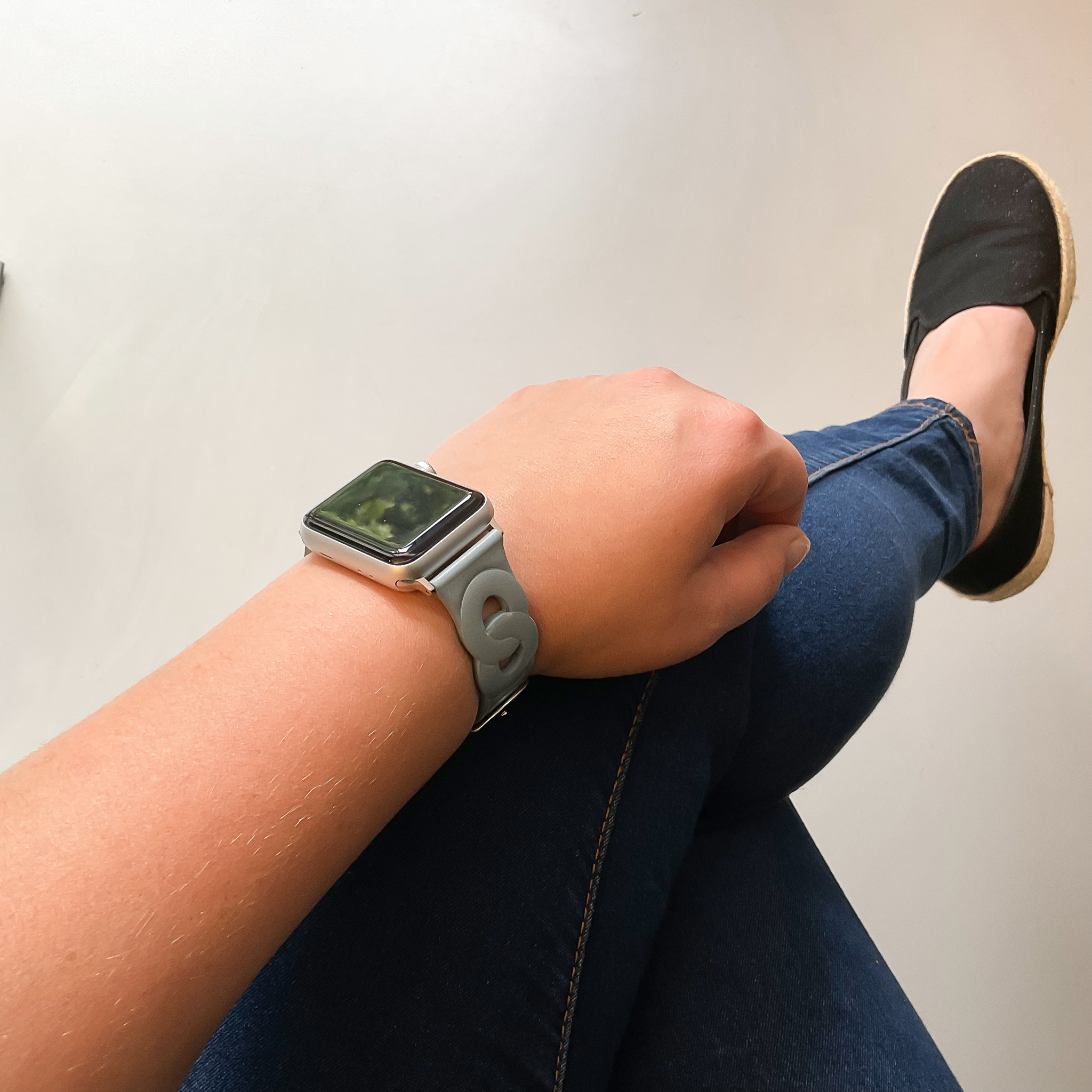 Apple Watch Leather Hermes Ring Strap - Blue Grey