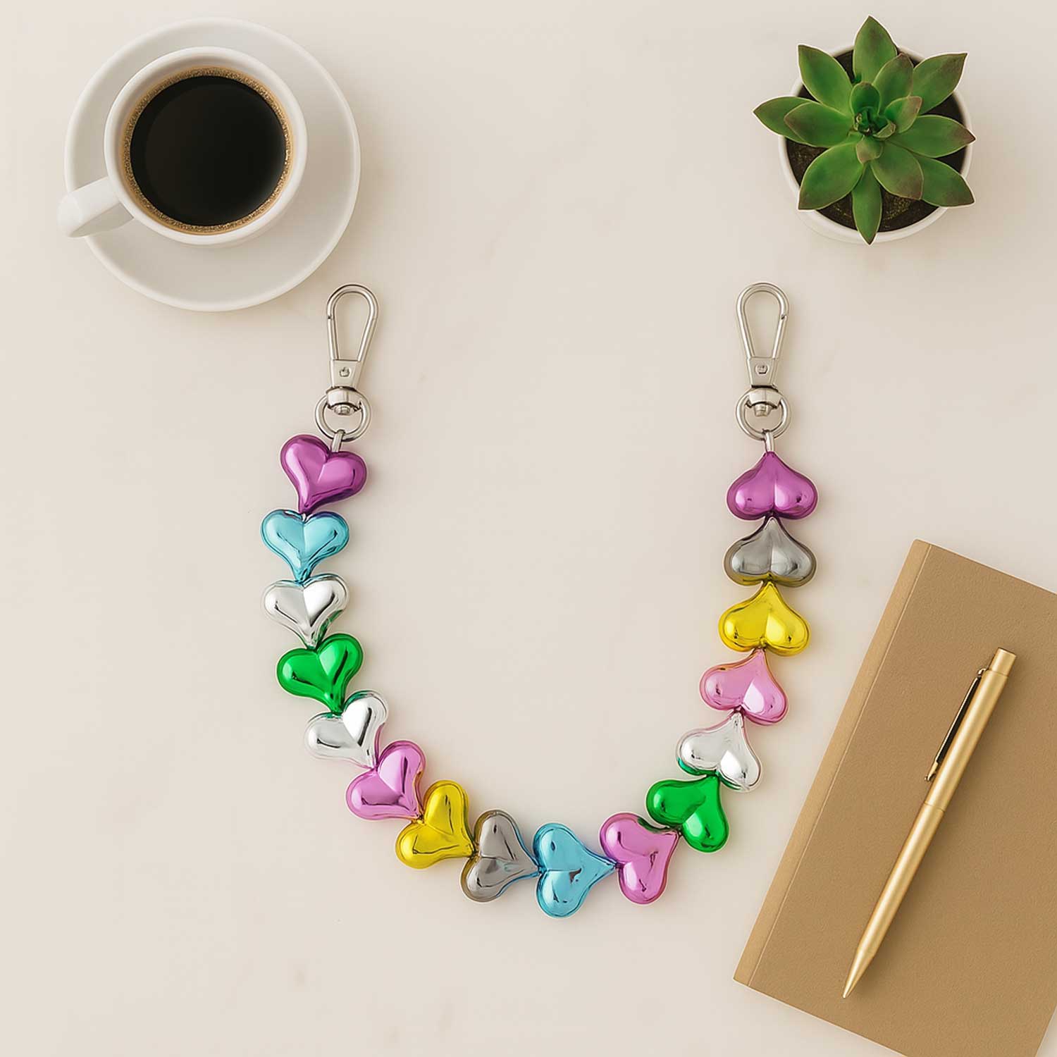 Phone cord Heart - multicoloured - silver