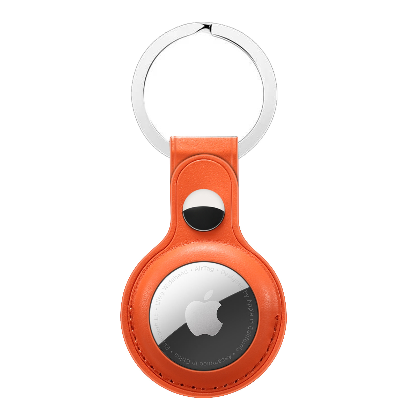 Airtag Leather Key Ring - Orange