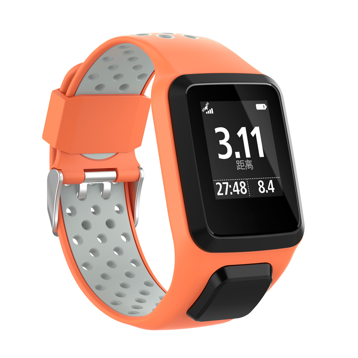Tomtom Runner / Spark / Adventure Double Sport Strap - Orange Grey