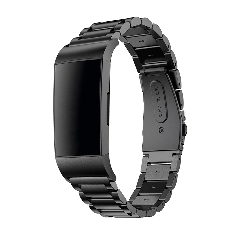 Fitbit Charge 3 &Amp; 4 Beads Steel Link Strap - Black