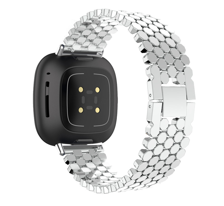Fitbit Versa 3 / Sense Vis Steel Link Strap - Silver