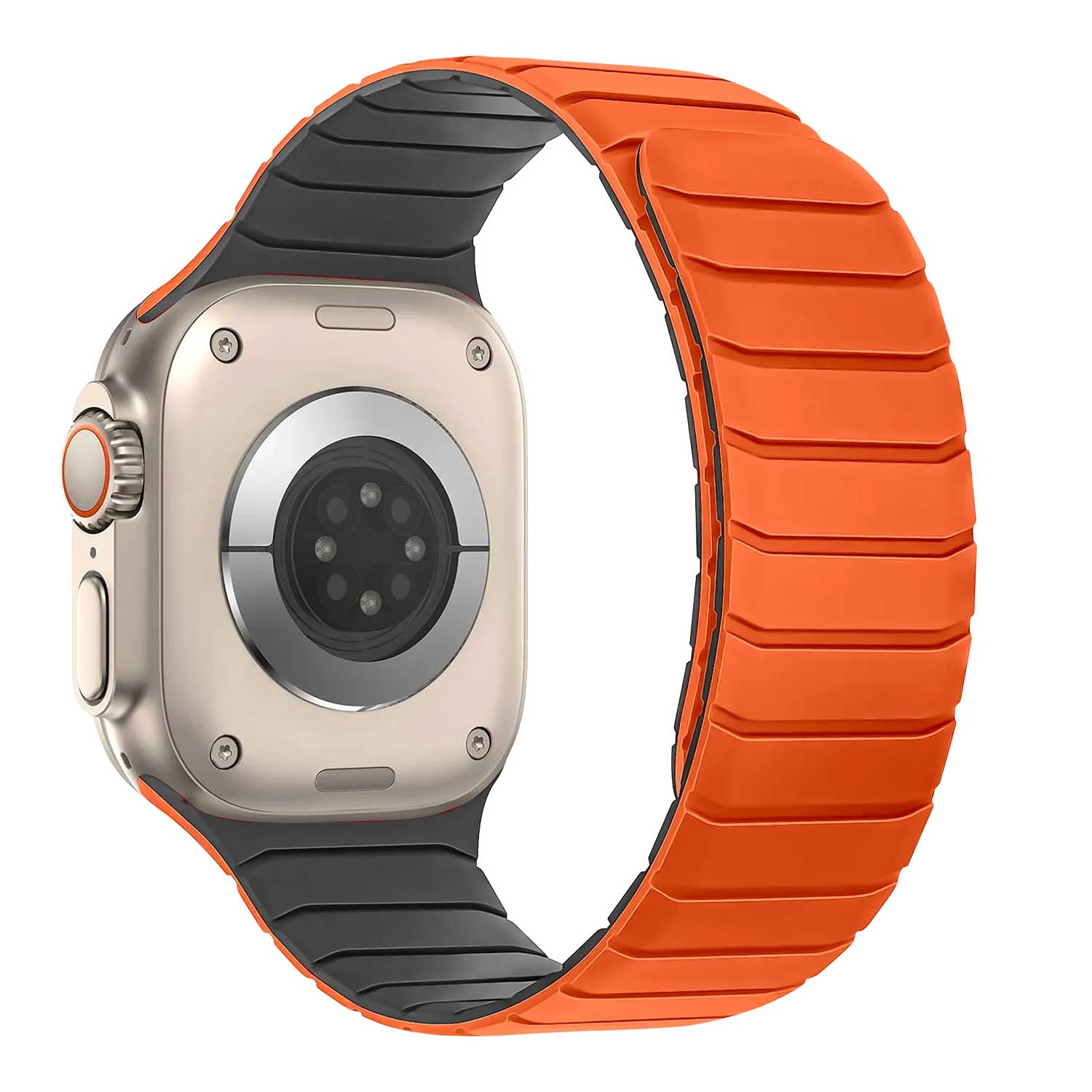Apple Watch strap Vetra - silicone - orange grey