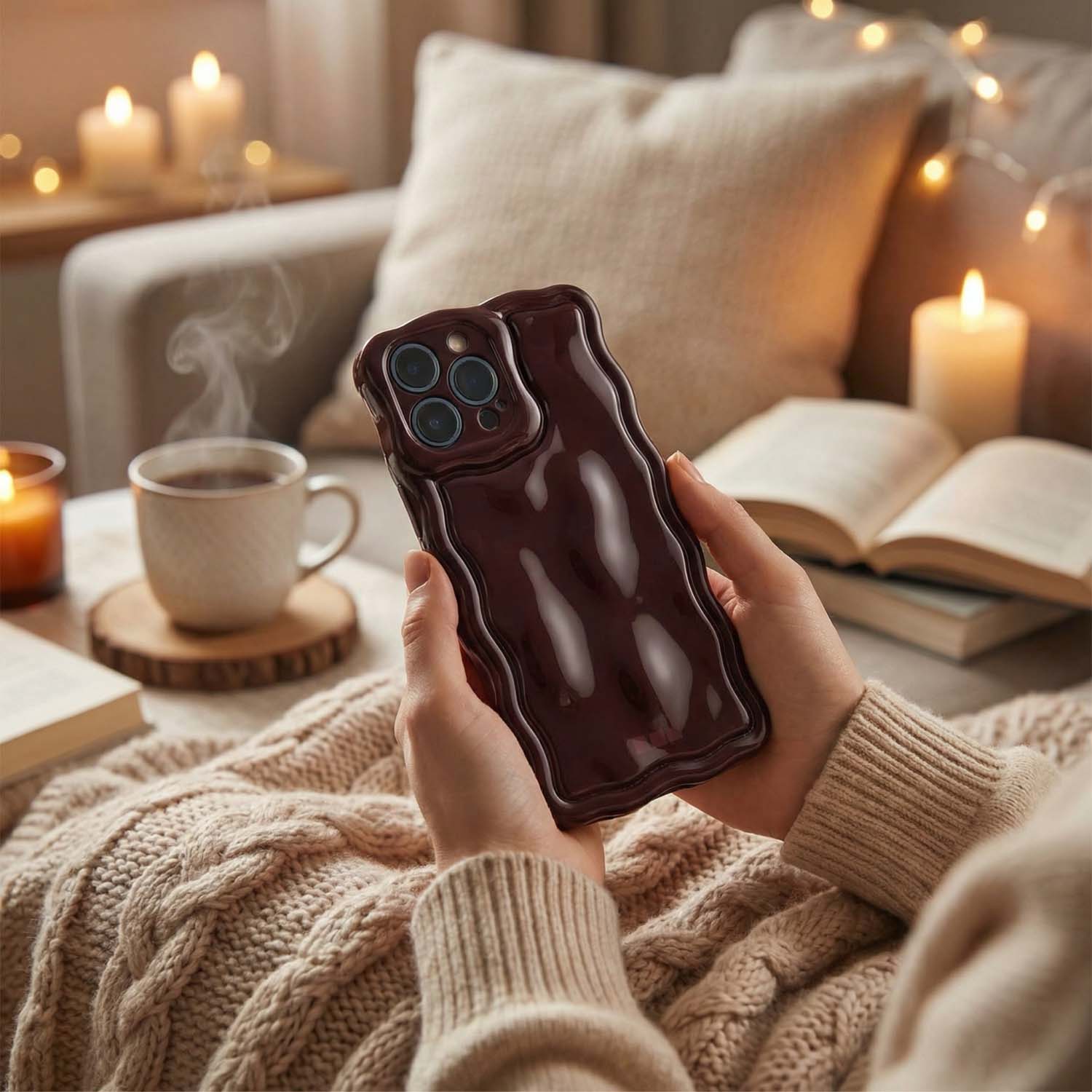 iPhone phone case Sparkle - burgundy