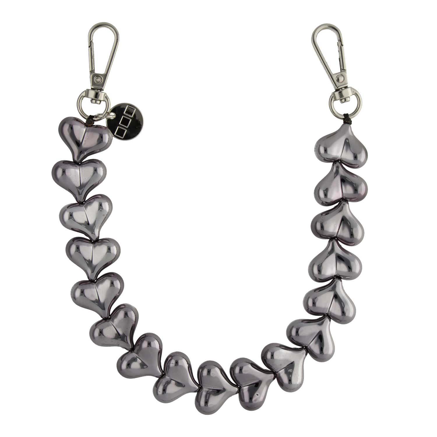 Phone cord Heart - chrome black - silver