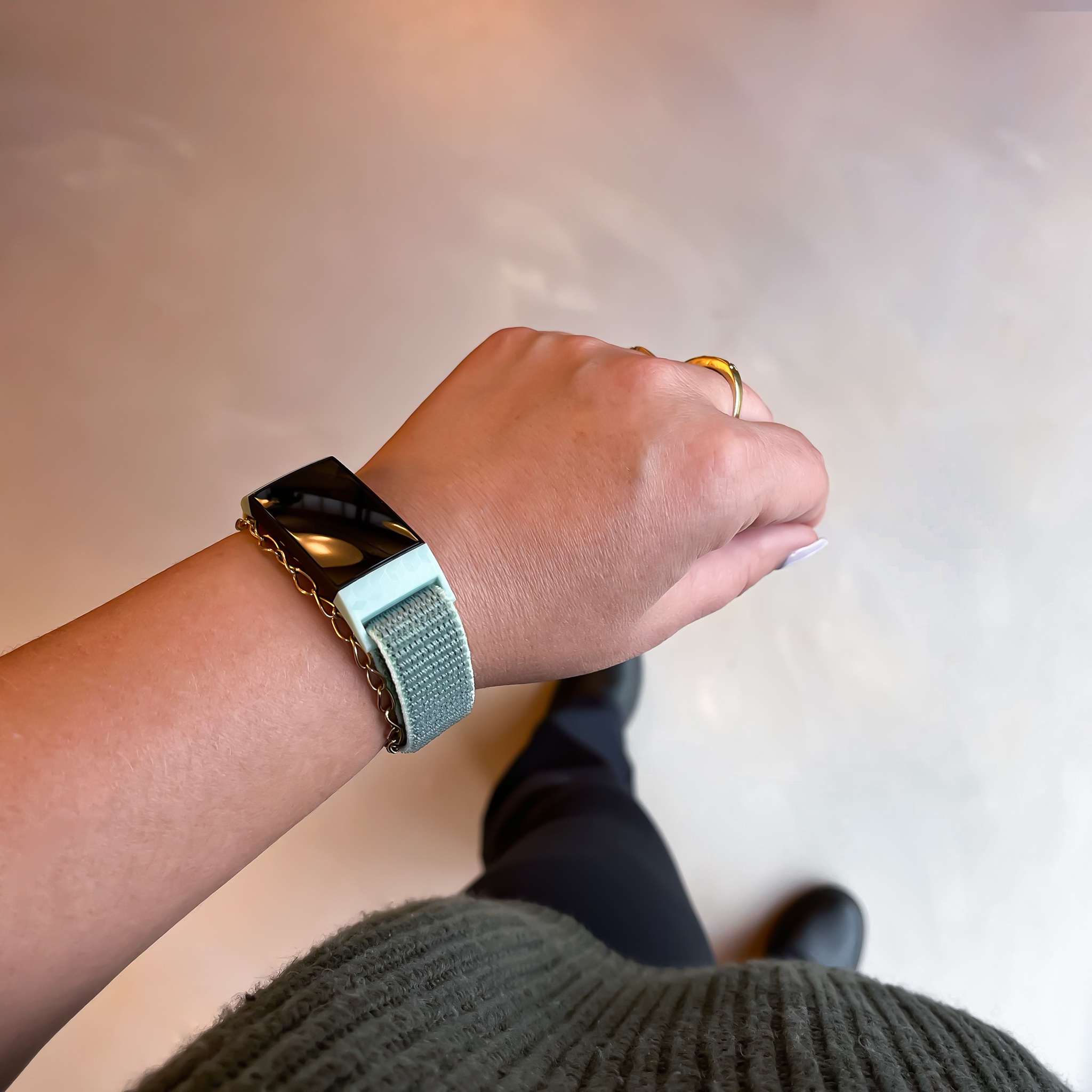 Fitbit Charge 3 &Amp; 4 Nylon Strap - Navy Green
