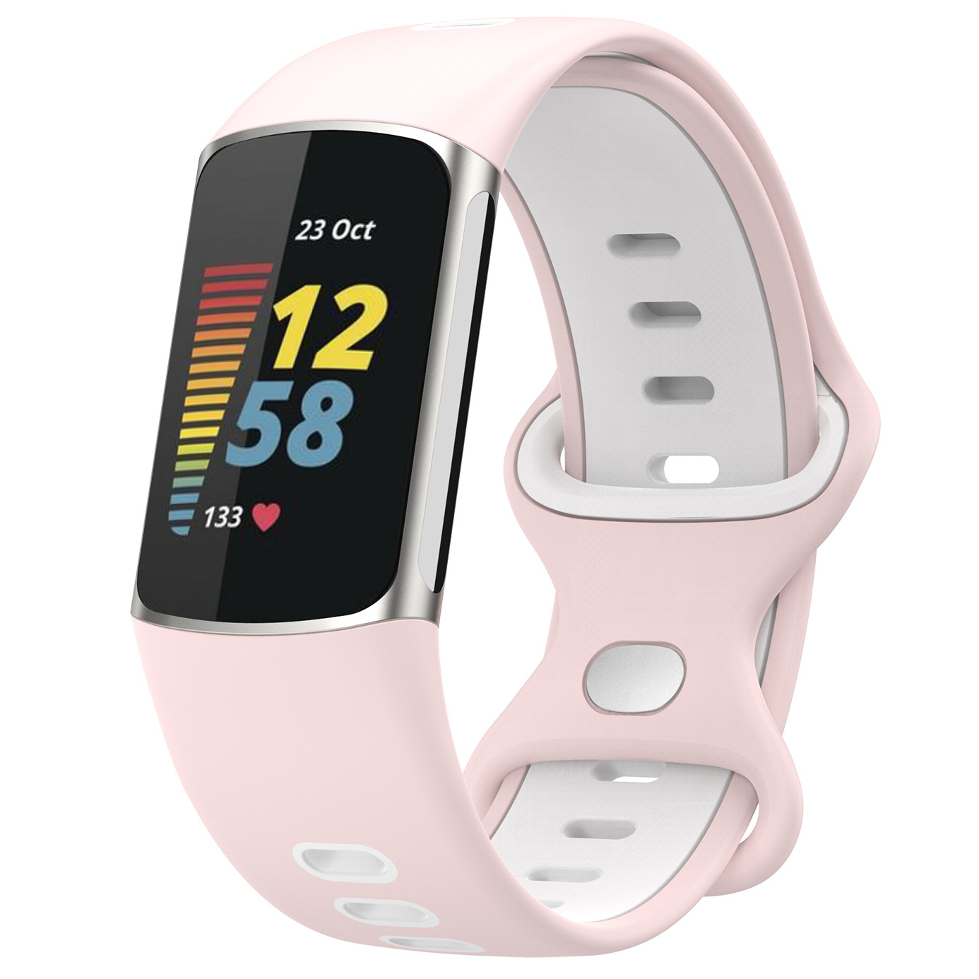 Fitbit Charge 5 Double Sport Strap - Pink Sand White