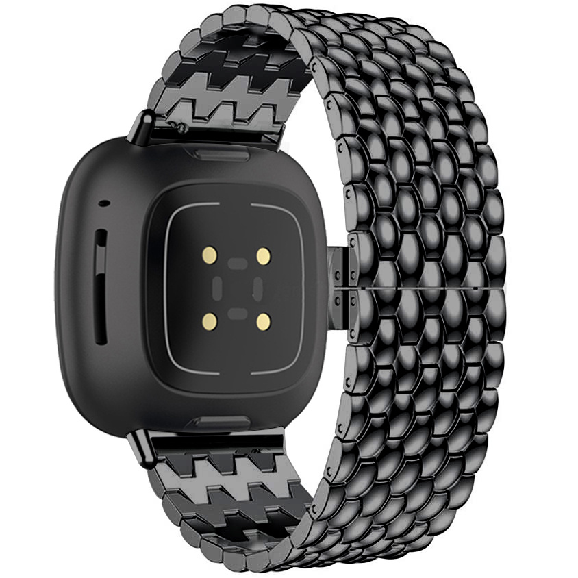 Fitbit Versa 3 / Sense Dragon Steel Link Strap - Black