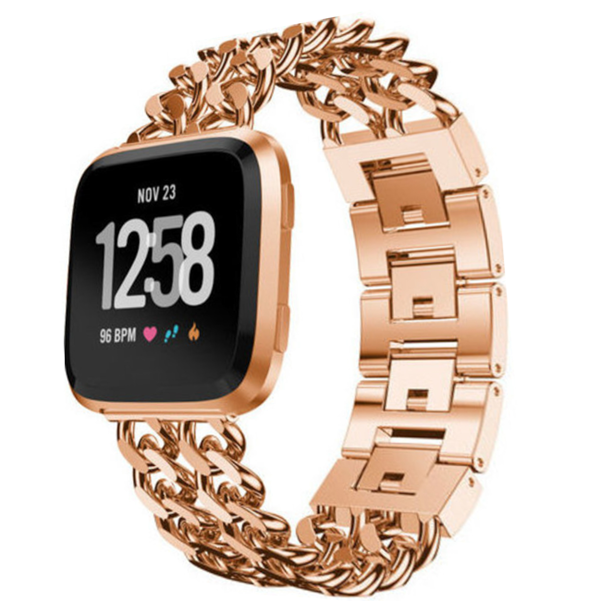 Fitbit Versa Cowboy Steel Link Strap - Rose Gold