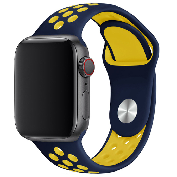 Apple Watch Double Sport Strap - Dark Blue Yellow
