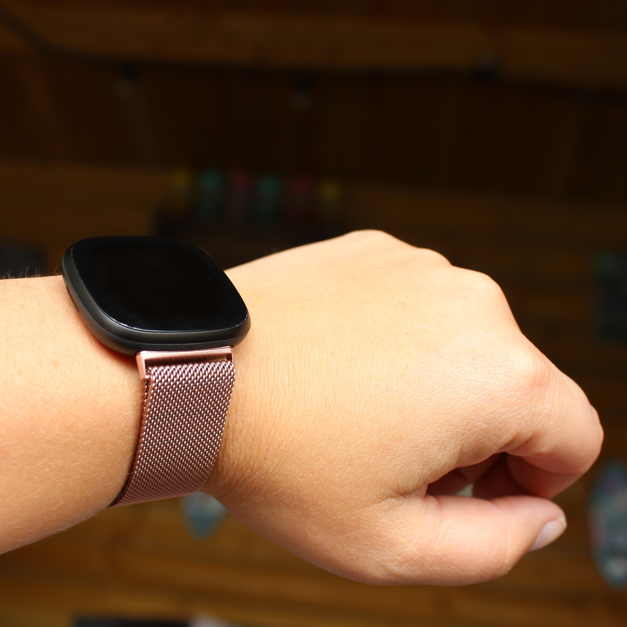 Fitbit Versa 3 / Sense Milanese Strap - Pink Red