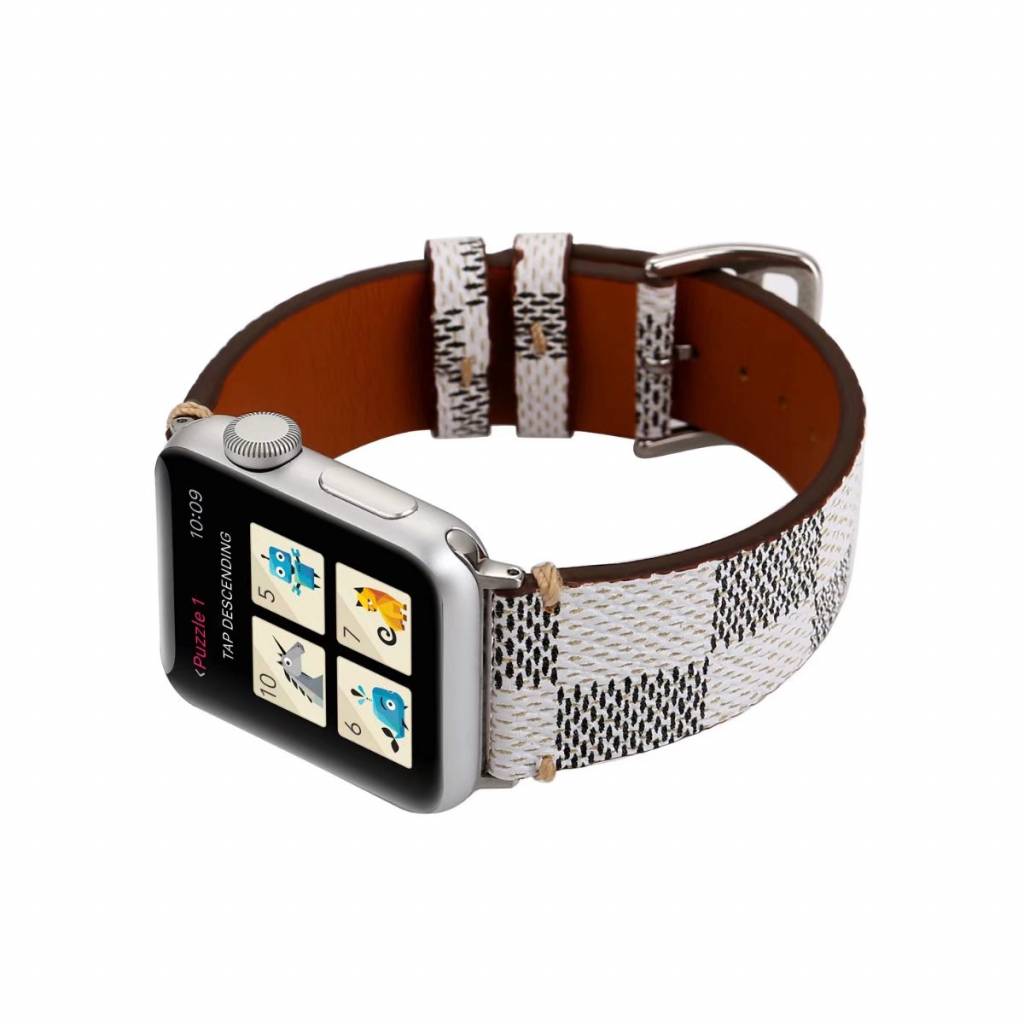 Apple Watch Leather Grid Strap - White