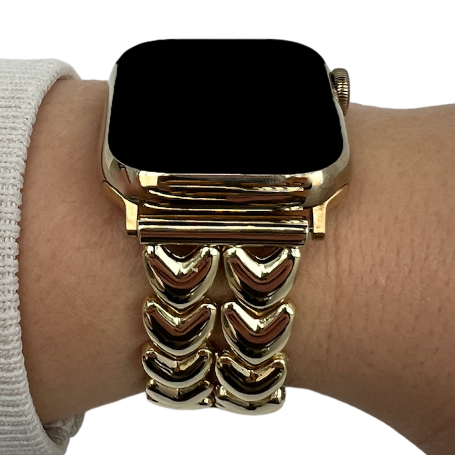 Apple Watch Heart Steel Link Strap - Gold